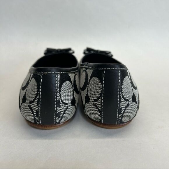 Coach Signature Logo Cindie A2031 Flats Women’s size 7.5 Black White Bow - Picture 6 of 10